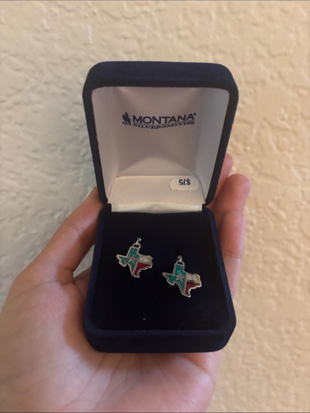 Montana Silversmiths Texas Flag Dangle Earrings - Turquoise, Red & Silver